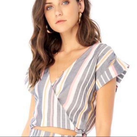 NWT saltwater luxe Romy Wrap Top - Cool Stripe. Small - Picture 1 of 4